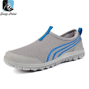 Light Grey Breathable Flats For Men | Feety Print